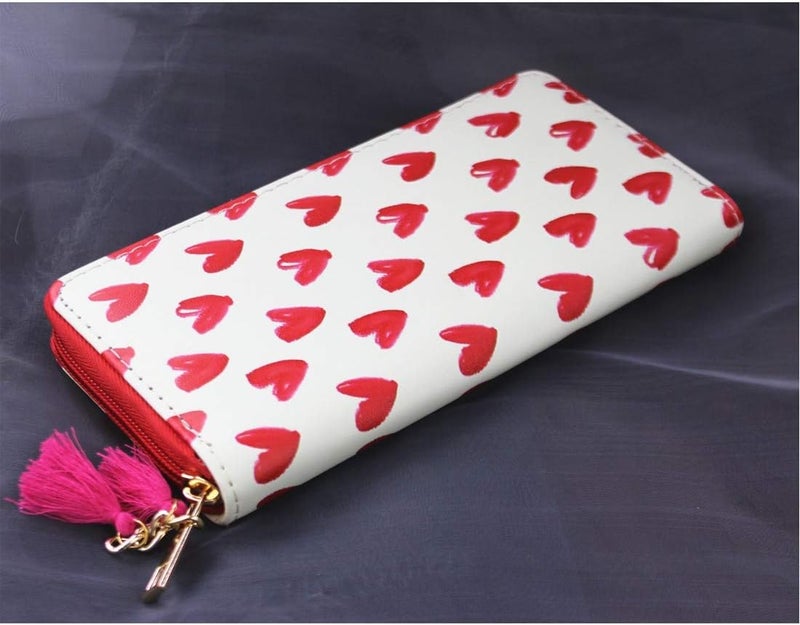 MayeBridge Timlee Cute Rainbow Unicorn Long Wallets Long Purse Red Heart Wallet For Girls Women Girls Christmas Gift(Heart Red) - Image 3